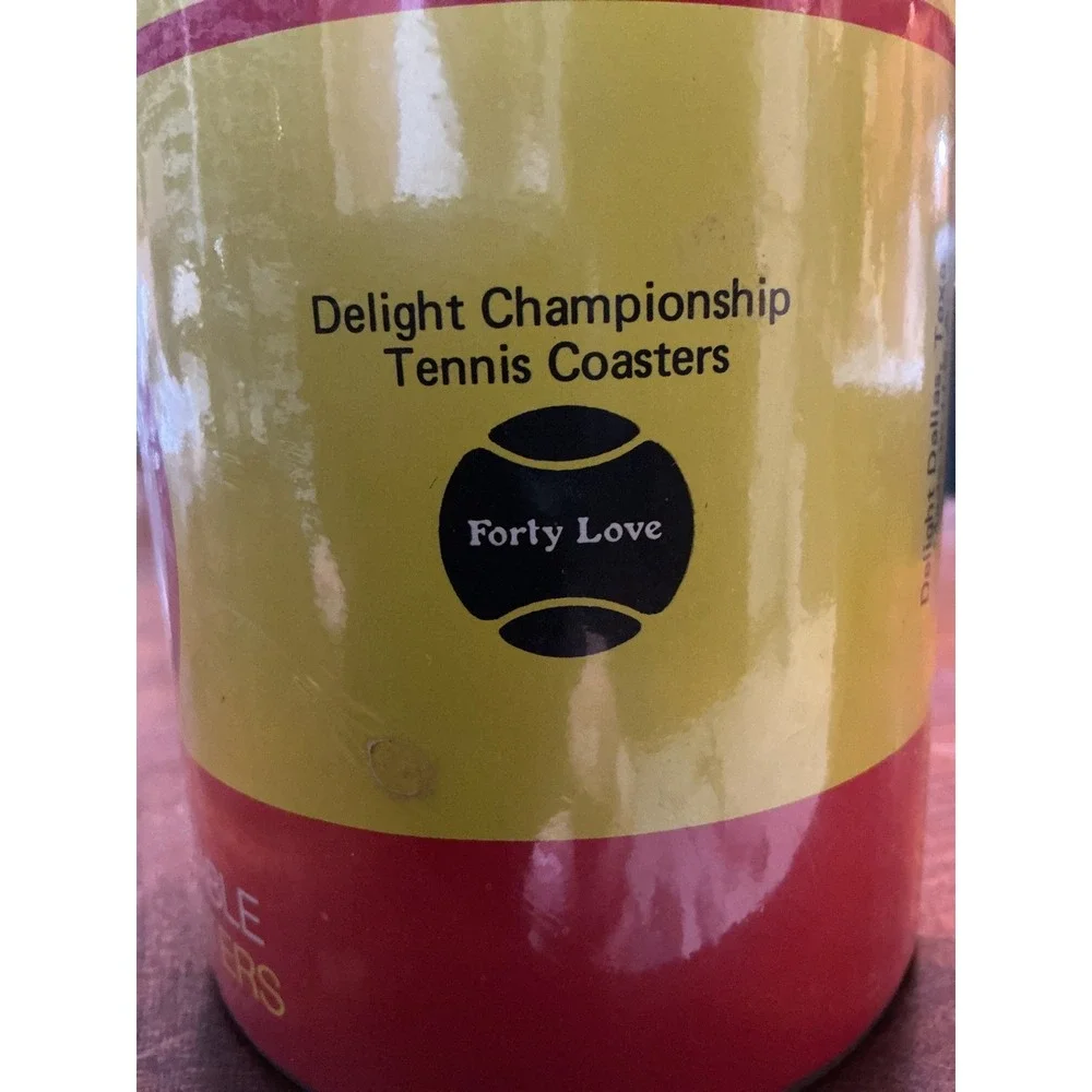 Delight Championship Tennis Coasters Forty Love 75 Count Sealed Canister USA